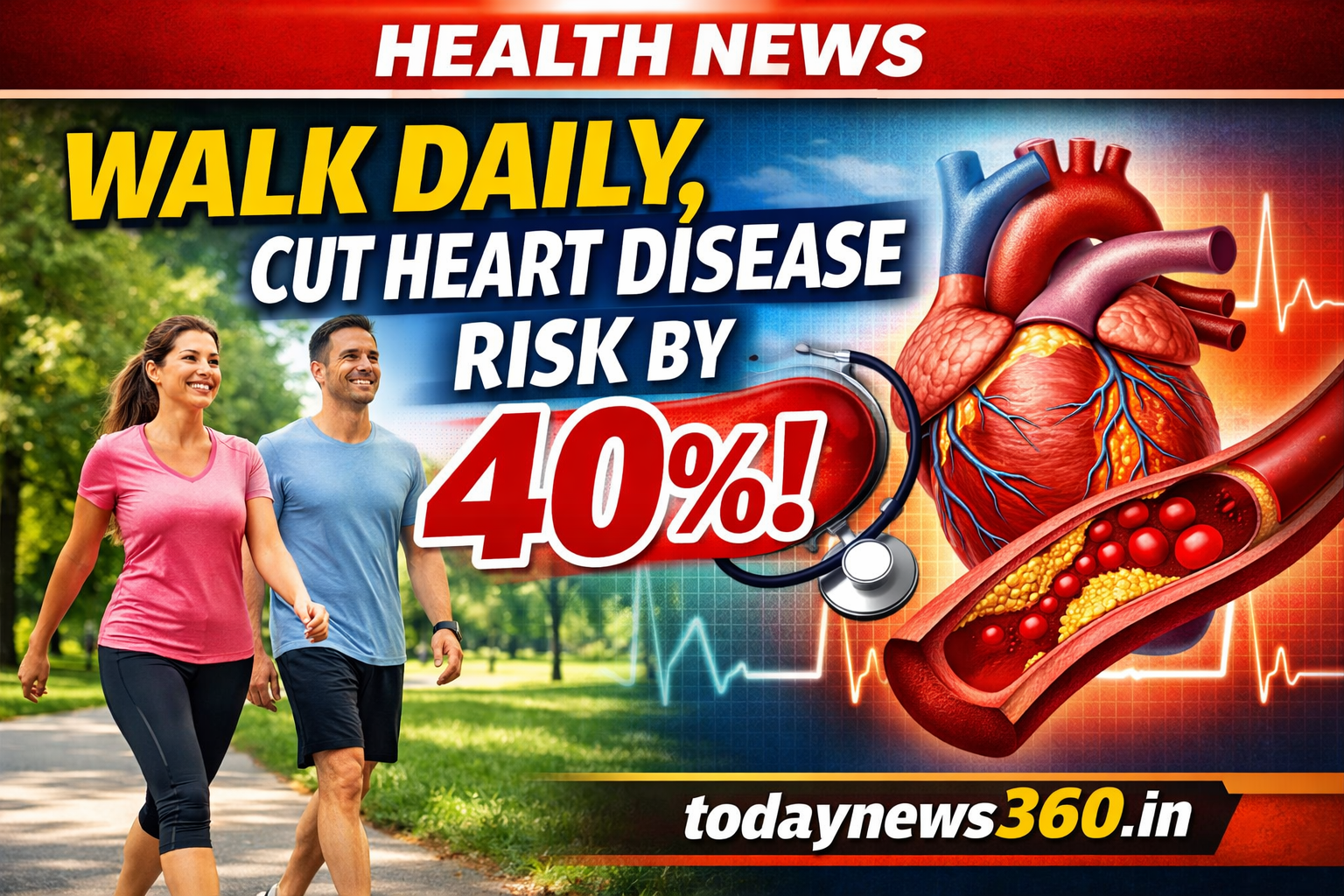 New Study Reveals Daily Walking Can Reduce Heart Disease Risk by 40% todaynews.in