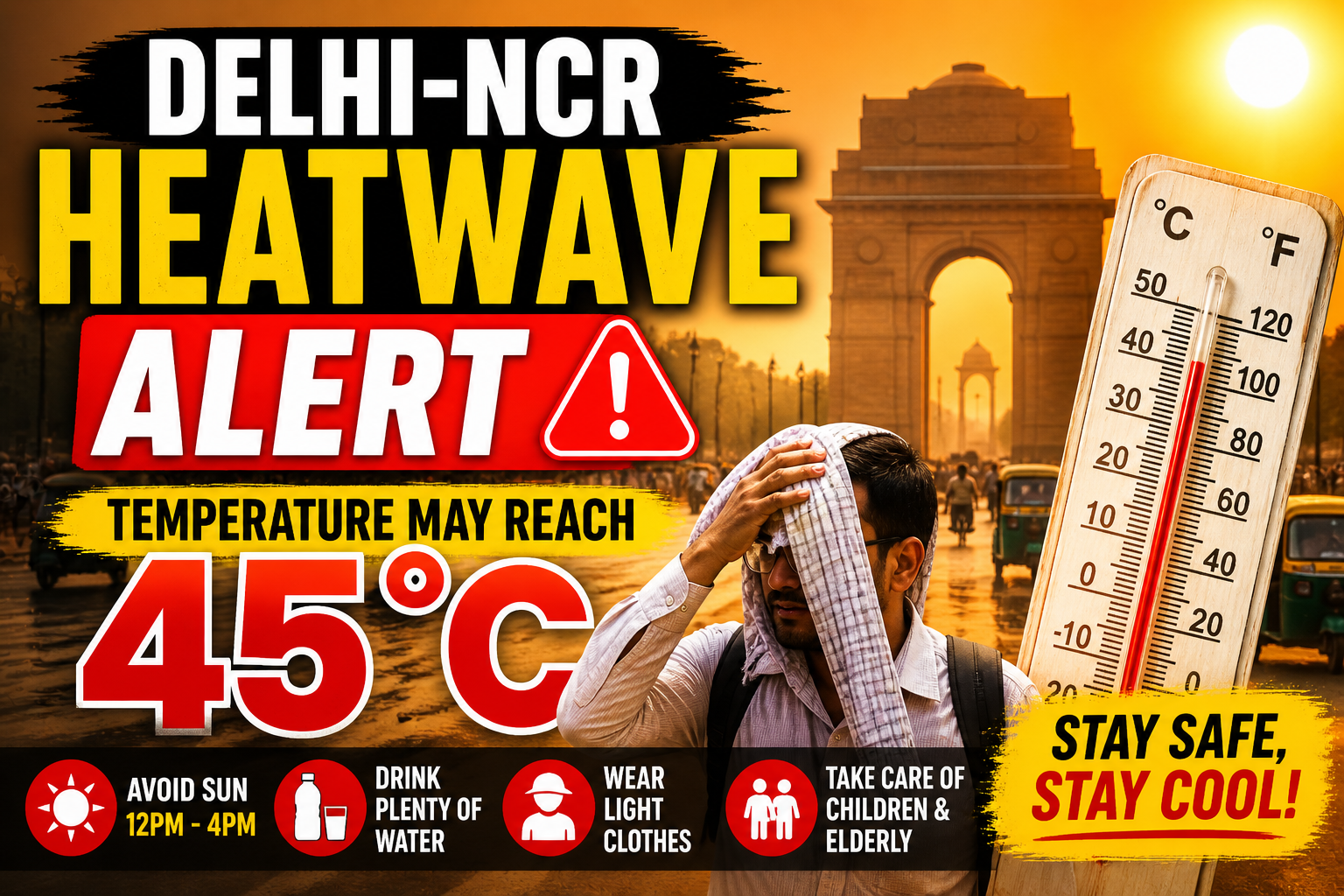 Delhi-NCR Heatwave Alert: Temperature May Reach 45°C Todaynews360.in