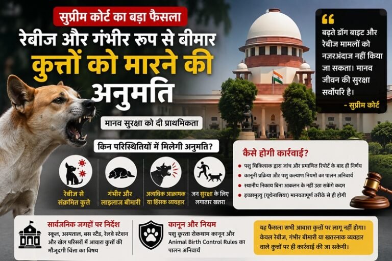 आवारा कुत्तों supreme court permission to kill rabies and seriously ill stray dogs